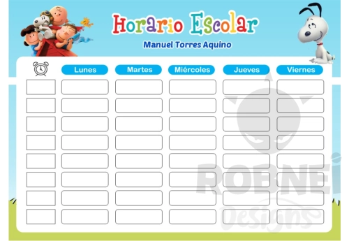 Snoopy Friends Horario Escolar